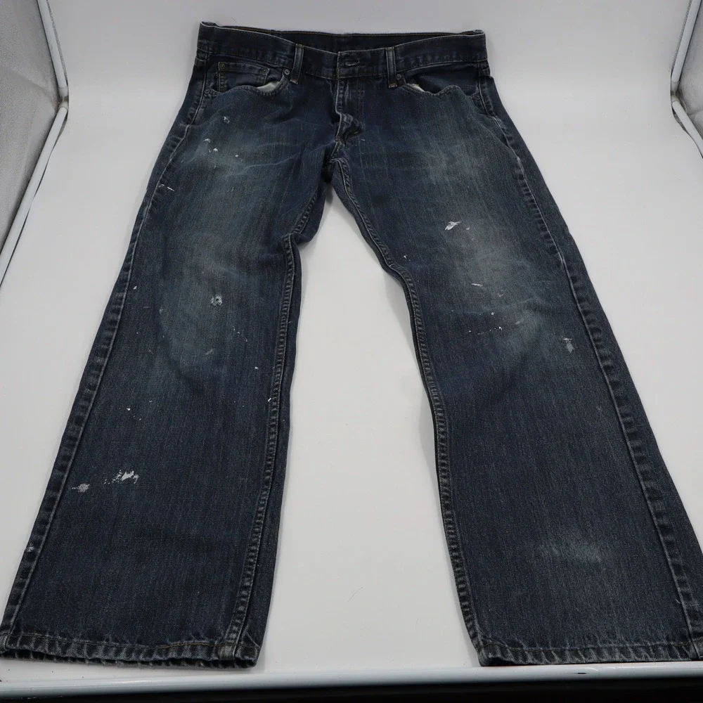 Levis 559 Relaxed Straight Jeans Mens 36x34 Blue Distressed‎ Paint Splatter